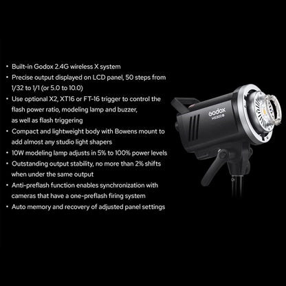 Godox MS300 MS300V Monolight Studio Flash Strobe Light Monolight 300Ws Max Godox 2.4G Wireless X System GN58 5600K with 150W Modeling Lamp Bowens Mount for Indoor Studio Photography