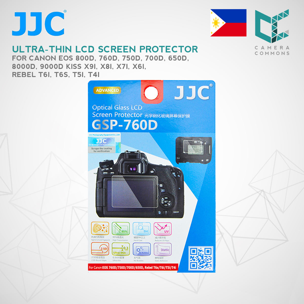 JJC Ultra-thin LCD Screen Protector for CANON EOS 800D, 760D, 750D, 700D, 650D, 8000D, 9000D Kiss X9i, X8i, X7i, X6i Rebel T6i, T6s, T5i, T4i (GSP-760D)