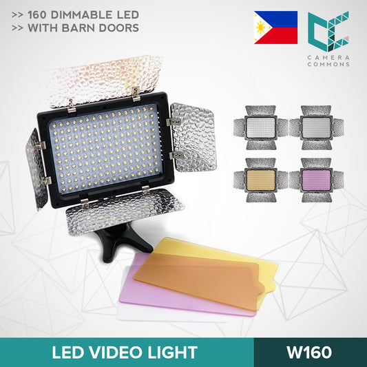 LED Video Light W160 with Barn Doors 6000k Panel for Photography Studio Videography