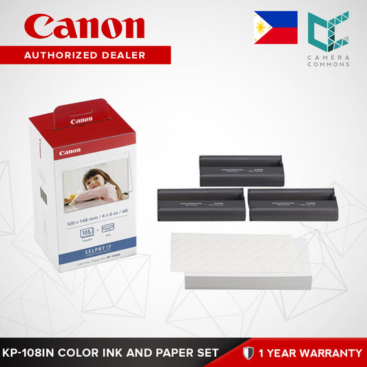Canon KP-108IN Color Ink and Paper Set 4R Size for SELPHY CP1500 Printer KP108IN