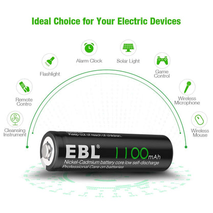 EBL 4 Pack 1.2V AA Size 1100mAh Rechargeable battery - Ni-CD NiCD Batteries Camera Commons PH