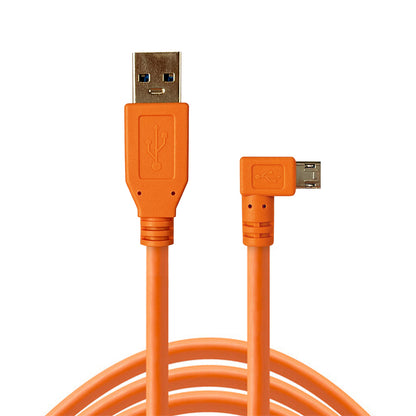 STUDIOMATE USB 2.0 Type A to Micro USB Right Angle Orange Cable Connector 5 meters 5m