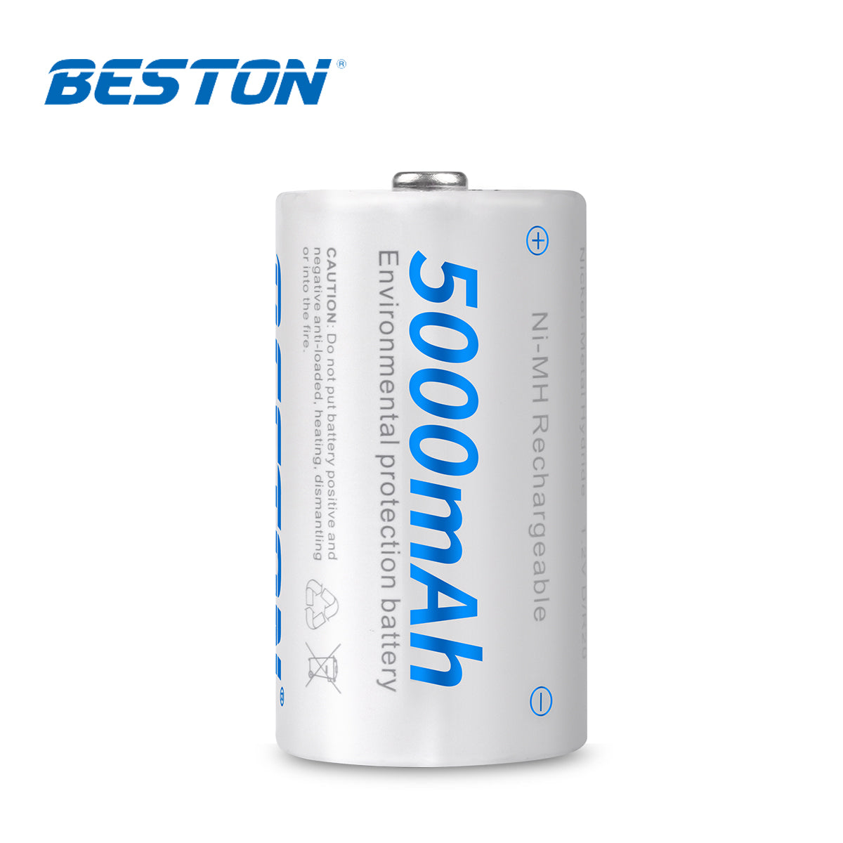 Beston Pack of 2 5000mAh D Size 1.2V Rechargeable NI-MH Battery