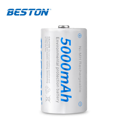Beston Pack of 2 5000mAh D Size 1.2V Rechargeable NI-MH Battery