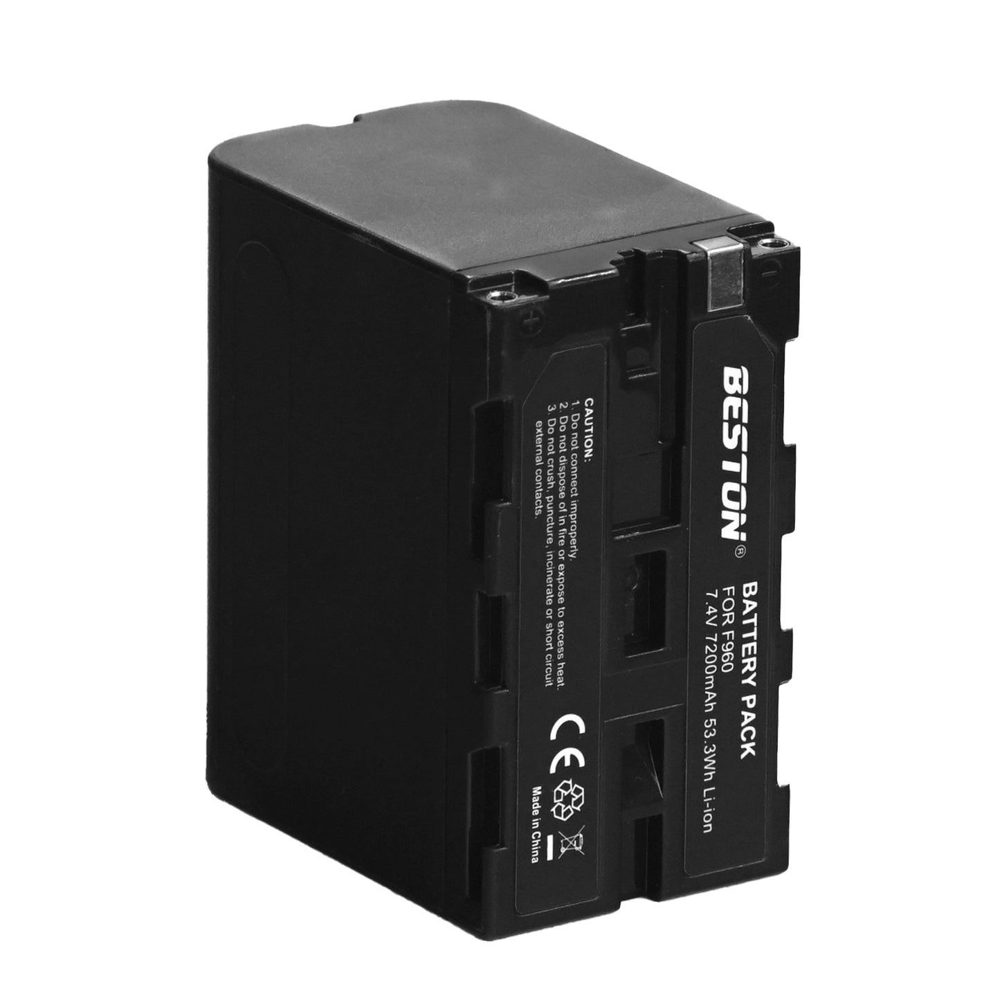 BESTON 2PCS 7.4V NP-F960 7200mAh 53.3Wh Li-ion Battery for Monitors, Outdoor lights and Other Devices NPF960 NP F960 F970