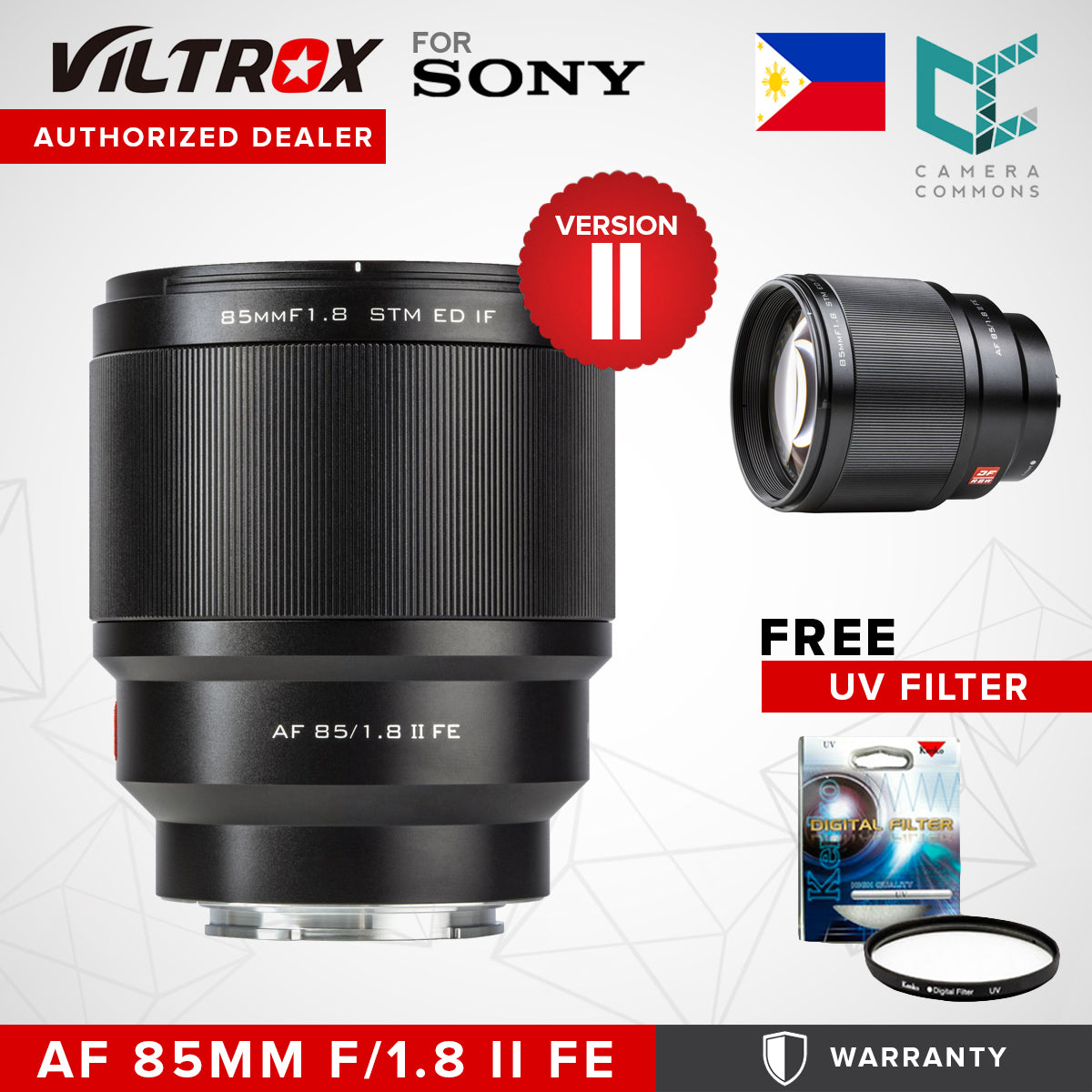Viltrox AF 85mm f/1.8 II Version 2 Lens for Sony FE E-Mount Autofocus Prime Lens V1 V2