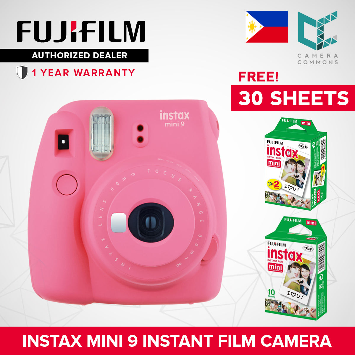 FUJIFILM Instax Mini 9 Instant Camera Package with Free 30 Film Sheets Camera Commons PH