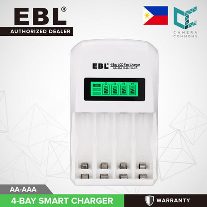 EBL 4 Bay LCD Smart Battery Charger for AA AAA Ni-MH Ni-CD Rechargeable Batteries NiMH NiCD Camera Commons PH