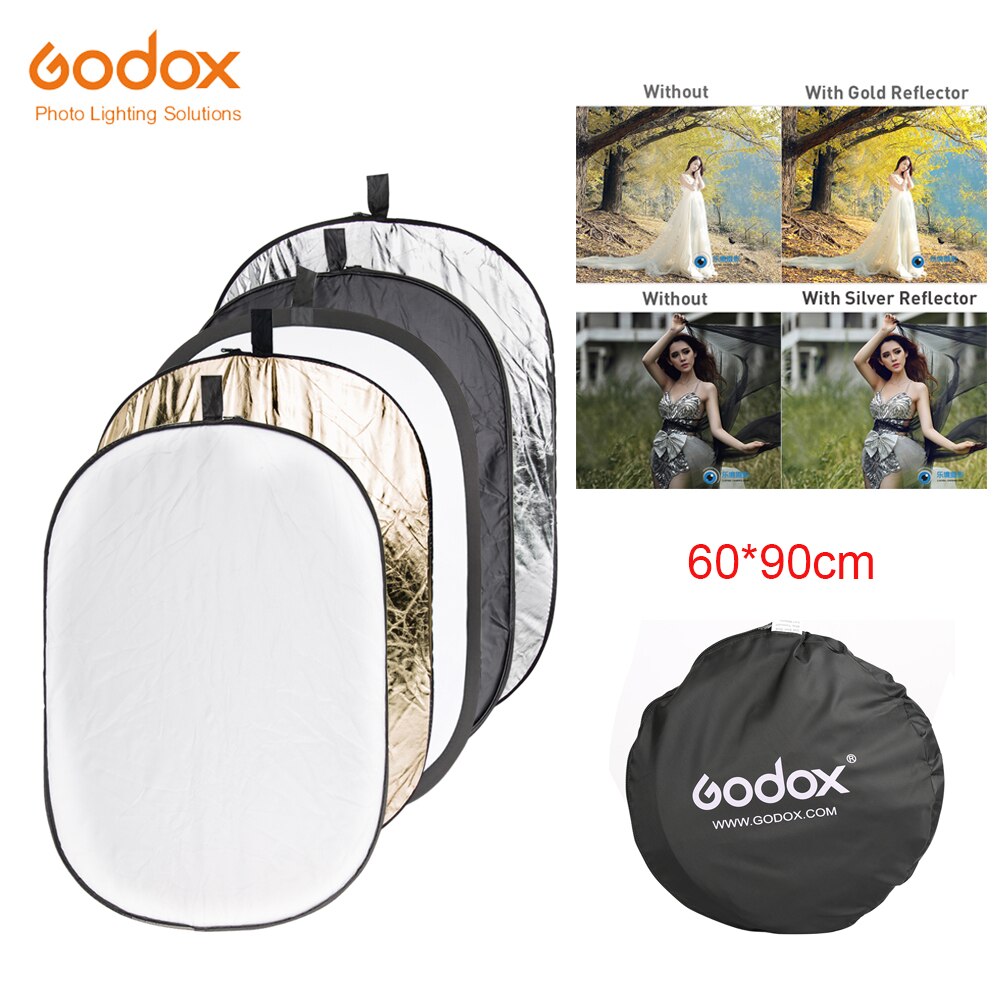 Godox RT-05 24Ã¢ÂÂx35Ã¢ÂÂ 60 x 90cm 5-in-1 Collapsible Portable Disc Light Reflector with Bag for Studio and Photography 60x90cm