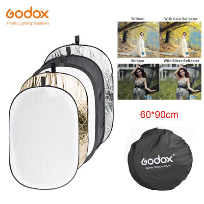 Godox RT-05 24Ã¢ÂÂx35Ã¢ÂÂ 60 x 90cm 5-in-1 Collapsible Portable Disc Light Reflector with Bag for Studio and Photography 60x90cm
