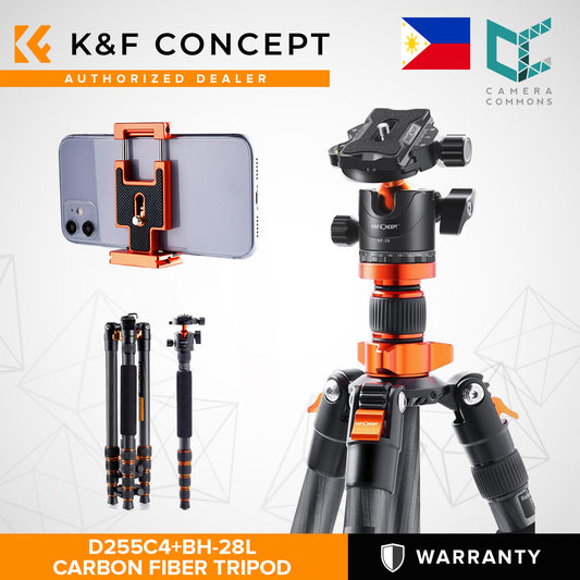 K&F Concept D255C4 + BH-28L 68" 172cm 5-Section Carbon Fiber Tripod with 360 Degree Ball Head