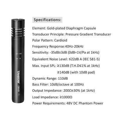 Takstar CM-63 Small Diaphragm Microphone for Audio Sound Studio Production CM63