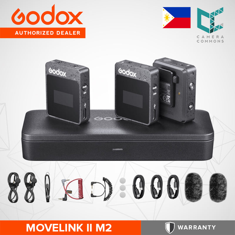 Godox MoveLink II M2 Compact 2-Person Wireless Microphone System for Cameras Smartphones with 3.5mm (2.4 GHz)
