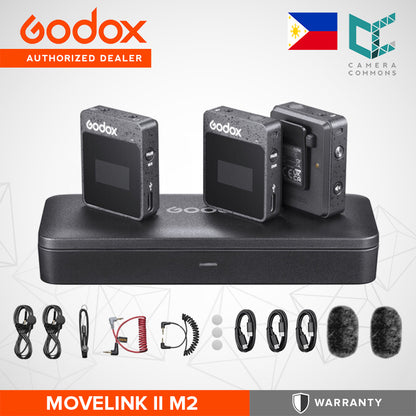 Godox MoveLink II M2 Compact 2-Person Wireless Microphone System for Cameras Smartphones with 3.5mm (2.4 GHz)