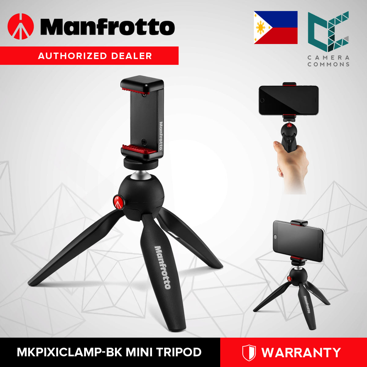 Manfrotto PIXI Smart Mini Tripod with Universal Smartphone Clamp (Black)