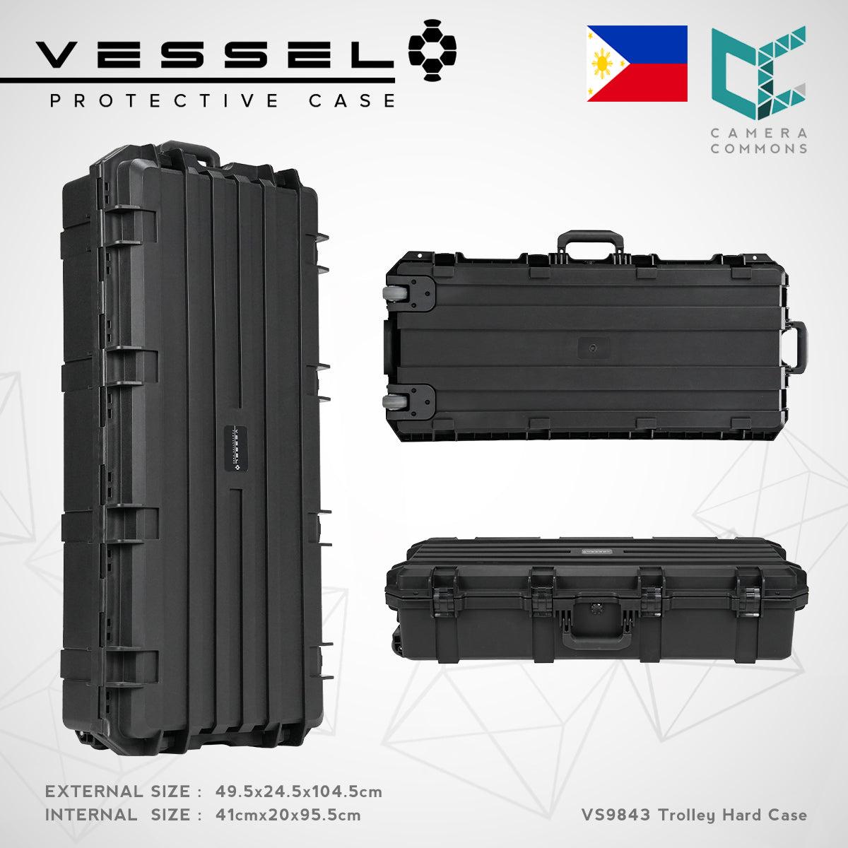 VESSEL DEFENDER VS9843 Portable Large Trolley Hard Case for Photography Heavy Equipment Instruments