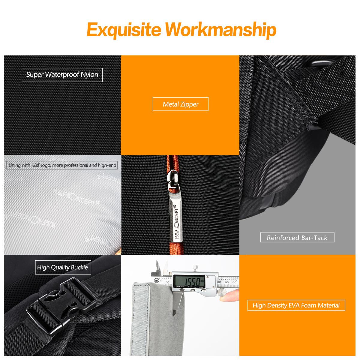 K&F Concept Nylon DSLR Camera Backpack for DSLR Mirrorless Camera Travel Photography Bag - KF13.026 CITYPAK MEDIUM