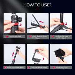 Ulanzi MT-44 Extendable Phone Vlogging Portable Stand Mini Tripod 146cm Selfie Stick 2502