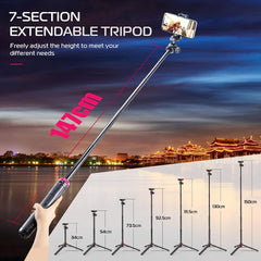 Ulanzi MT-44 Extendable Phone Vlogging Portable Stand Mini Tripod 146cm Selfie Stick 2502