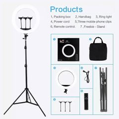 STUDIOMATE HQ-18N LED Ring Light 18 inches with 3pcs Phone Clamps Round Light for Selfie Photo Video Content