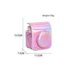 Leather Holographic Iridescent Shiny Case Cover Plain Color for Fujifilm Instax Mini 12 Camera