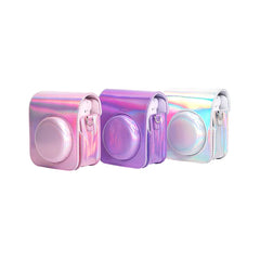 Leather Holographic Iridescent Shiny Case Cover Plain Color for Fujifilm Instax Mini 12 Camera