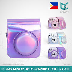 Leather Holographic Iridescent Shiny Case Cover Plain Color for Fujifilm Instax Mini 12 Camera