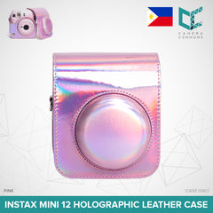 Leather Holographic Iridescent Shiny Case Cover Plain Color for Fujifilm Instax Mini 12 Camera