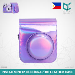 Leather Holographic Iridescent Shiny Case Cover Plain Color for Fujifilm Instax Mini 12 Camera