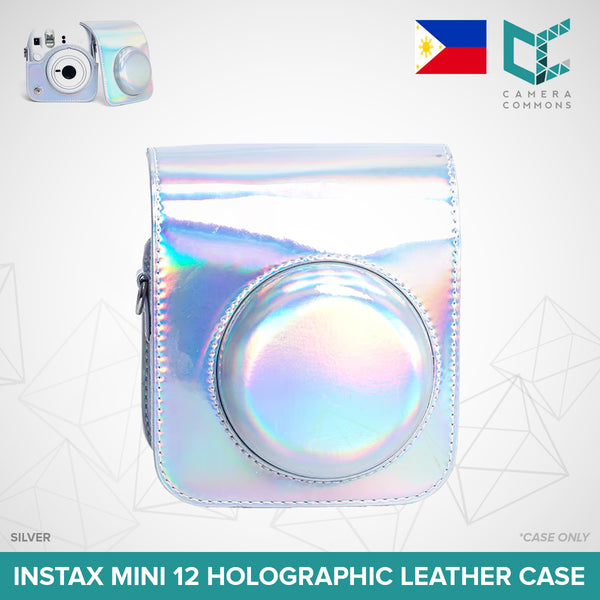 Leather Holographic Iridescent Shiny Case Cover Plain Color for Fujifilm Instax Mini 12 Camera