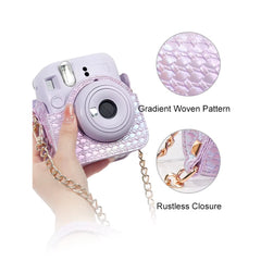 Metallic Iridescent Shiny Weave Case + Album Set for Fujifilm Instax Mini 12 Camera Mermaid Basket