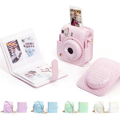 Metallic Iridescent Shiny Weave Case + Album Set for Fujifilm Instax Mini 12 Camera Mermaid Basket