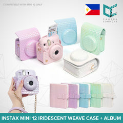 Metallic Iridescent Shiny Weave Case + Album Set for Fujifilm Instax Mini 12 Camera Mermaid Basket