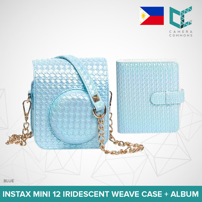 Metallic Iridescent Shiny Weave Case + Album Set for Fujifilm Instax Mini 12 Camera Mermaid Basket