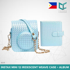 Metallic Iridescent Shiny Weave Case + Album Set for Fujifilm Instax Mini 12 Camera Mermaid Basket