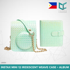 Metallic Iridescent Shiny Weave Case + Album Set for Fujifilm Instax Mini 12 Camera Mermaid Basket