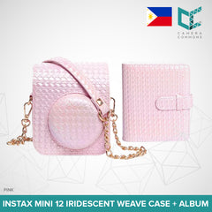 Metallic Iridescent Shiny Weave Case + Album Set for Fujifilm Instax Mini 12 Camera Mermaid Basket