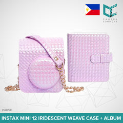 Metallic Iridescent Shiny Weave Case + Album Set for Fujifilm Instax Mini 12 Camera Mermaid Basket