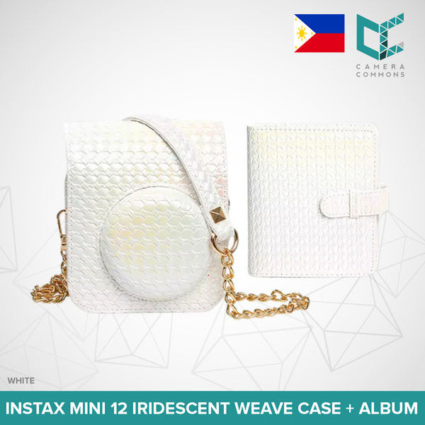 Metallic Iridescent Shiny Weave Case + Album Set for Fujifilm Instax Mini 12 Camera Mermaid Basket