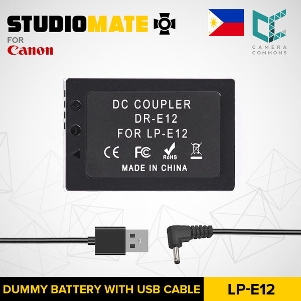 STUDIOMATE Dummy Battery LP-E12 with USB Cable for Canon Cameras E12