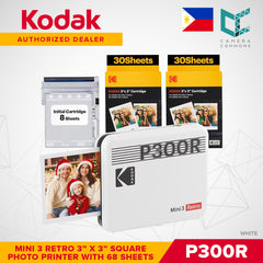 Kodak Mini 3 Retro Square 3"x3" Bluetooth Photo Printer Set 4PASS Borderless Print P300R