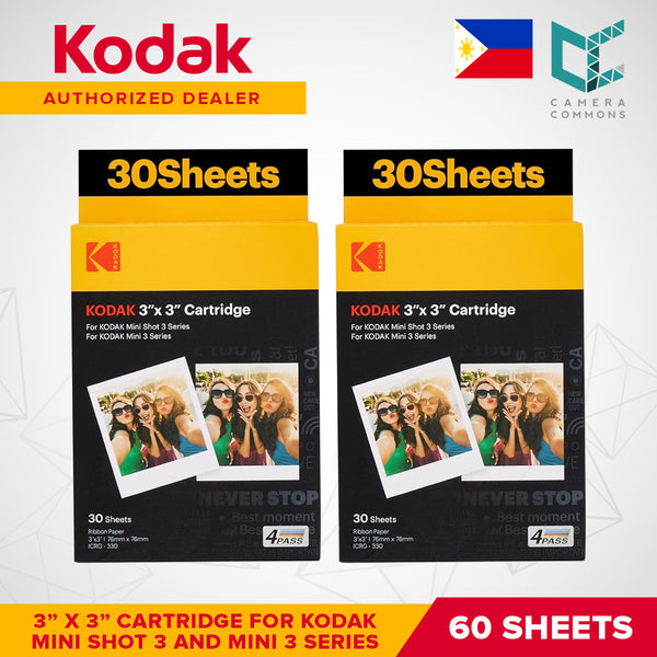 Kodak Square Film Cartridge 3"x3" Prints (60 Sheets) for Mini 3 Retro / Mini Shot 3 Retro ICRG-330