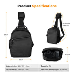 K&F Concept KF13.171 Urban Wander 5L Sling Crossbody Bag for Mirrorless Camera Accessories Travel