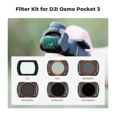 K&F Concept UV + CPL + ND16&PL + ND32&PL + ND64&PL + ND256&PL Filter for DJI Osmo Pocket 3 Cameras