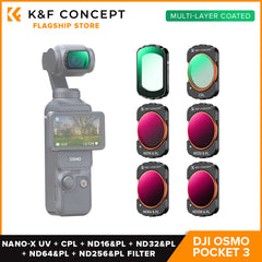 K&F Concept UV + CPL + ND16&PL + ND32&PL + ND64&PL + ND256&PL Filter for DJI Osmo Pocket 3 Cameras