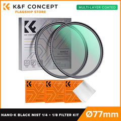 K&F Concept Nano-K Black Mist 1/4 + 1/8 Filter Kit Set Black Diffusion Cinematic Dreamy Hazy Effect