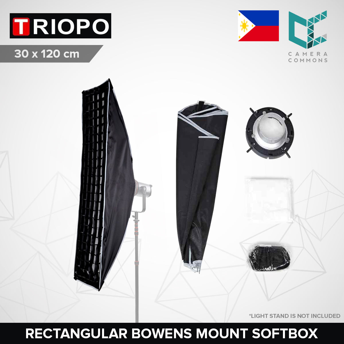 Triopo Rectangular Strip Softbox Quick Collapsible Bowens Mount Square 20x90cm / 30x120cm / 60x90cm