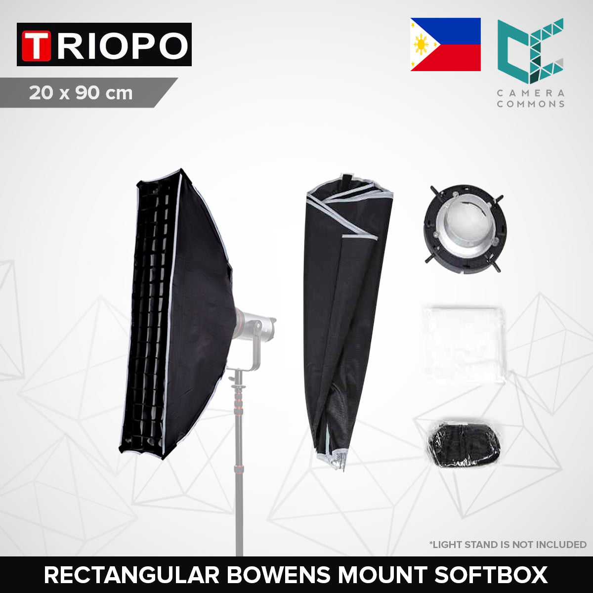 Triopo Rectangular Strip Softbox Quick Collapsible Bowens Mount Square 20x90cm / 30x120cm / 60x90cm