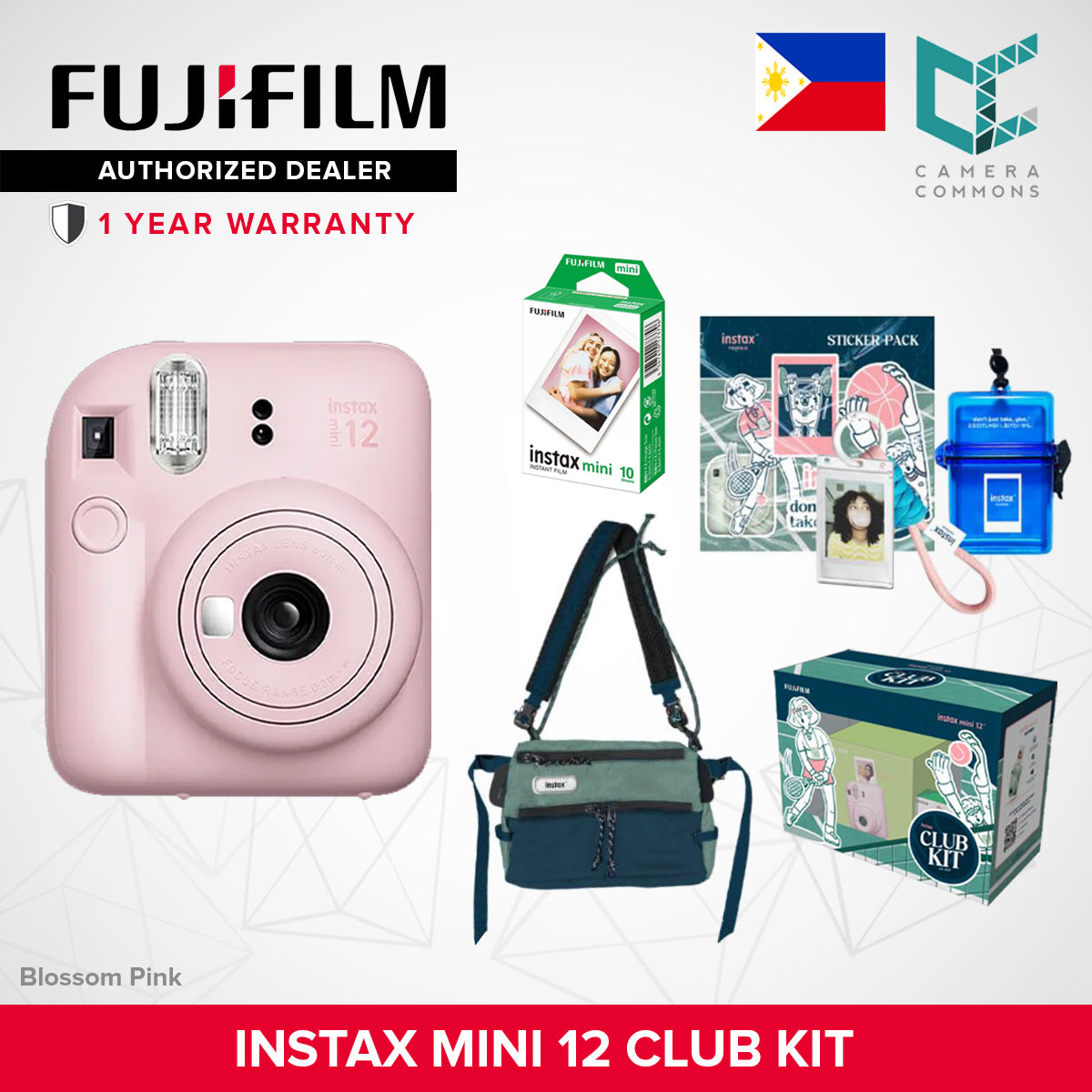 FUJIFILM Instax Mini 12 Club Kit Set Limited Edition Instant Camera Summer Package