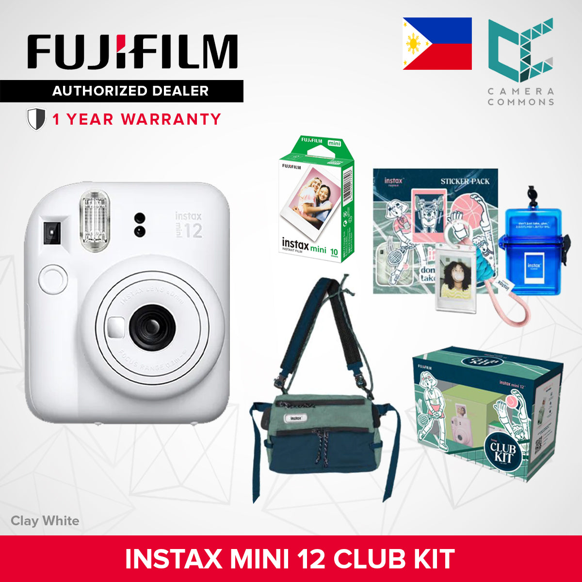 FUJIFILM Instax Mini 12 Club Kit Set Limited Edition Instant Camera Summer Package